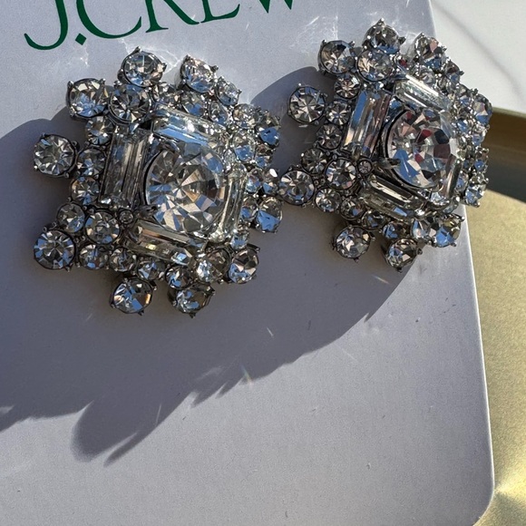 J. Crew Silver Statement Earrings Unique Design New - Picture 3 of 4